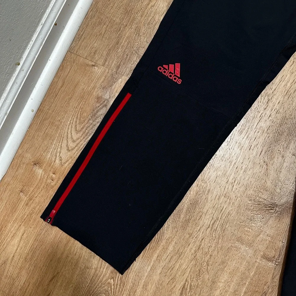 Adidas x NC State | Men's Wolfpack Black Red Zipper Pockets Track Pants, Size L